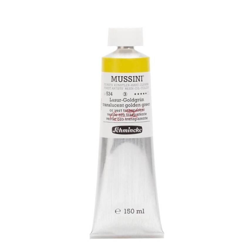Schmincke Mussini Artist Oil Paint 150 ml Series 3 534 Translucent Golden Green - 1