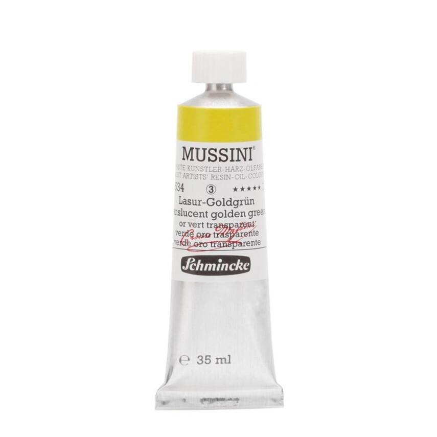 Schmincke Mussini Artist Yağlı Boya 35 ml 534 Translucent Golden Green Seri 3  - 1