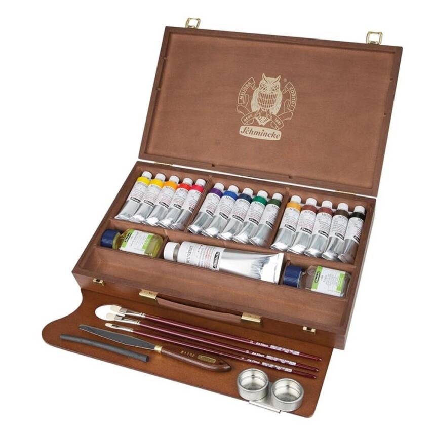 Schmincke Mussini Oil Paint Set Wooden Box 15x35 ml + white 150 ml - 2