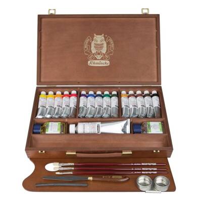 Schmincke Mussini Yağlı Boya Set Ahşap Kutu 15x35 ml + white 150 ml - 1