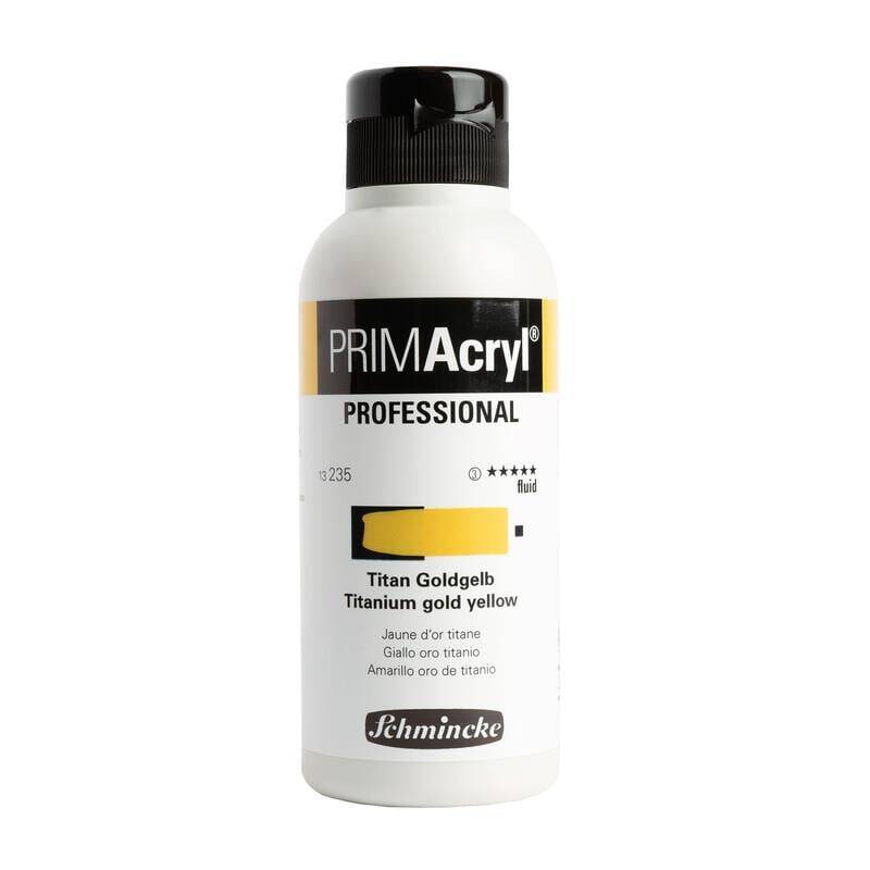 Schmincke Primacryl Artist Acrylic Paint 250 ml Series 3 235 Titanium Gold Yellow Fluid - 1