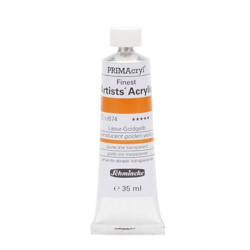 Schmincke Primacryl Artist Acrylic Paint 35 ml Series 1 674 Translucent Golden Yellow - 1