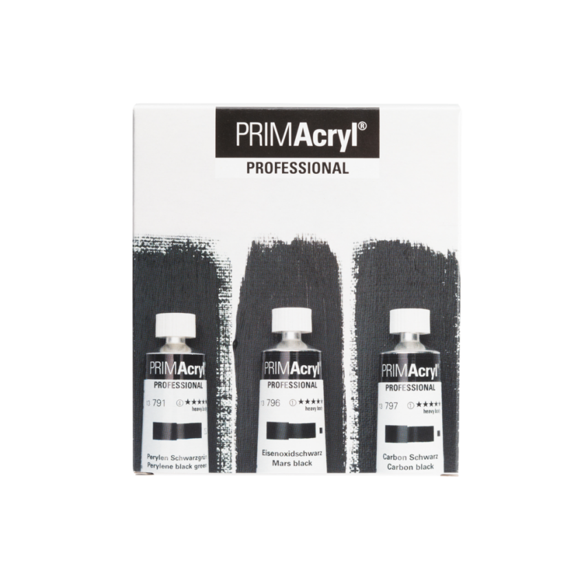 Schmincke Primacryl Artist Acrylic Paint Set Black Colors 3x35 ml - 1