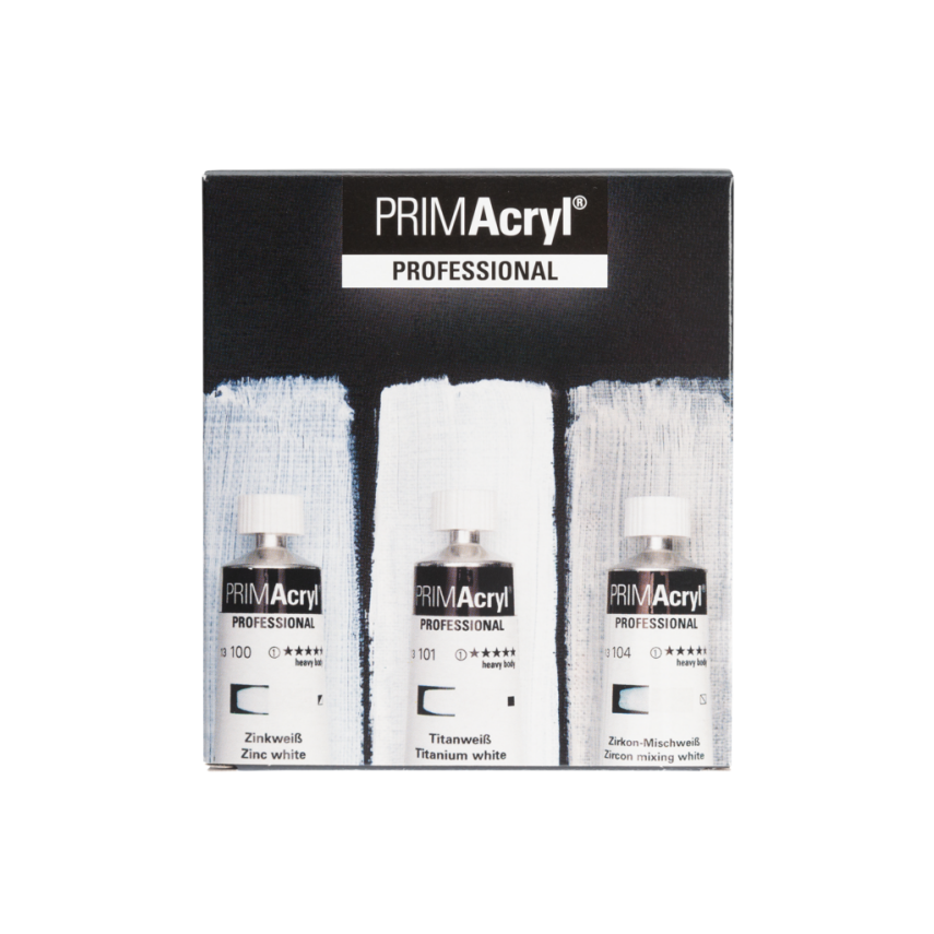 Schmincke Primacryl Artist Acrylic Paint Set White Colors 3x35 ml - 1