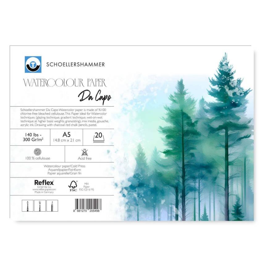 Schoellershammer Da Capo Cold Press Hardcover Watercolor Notebook 300 gr A5 20 Sheets - 1