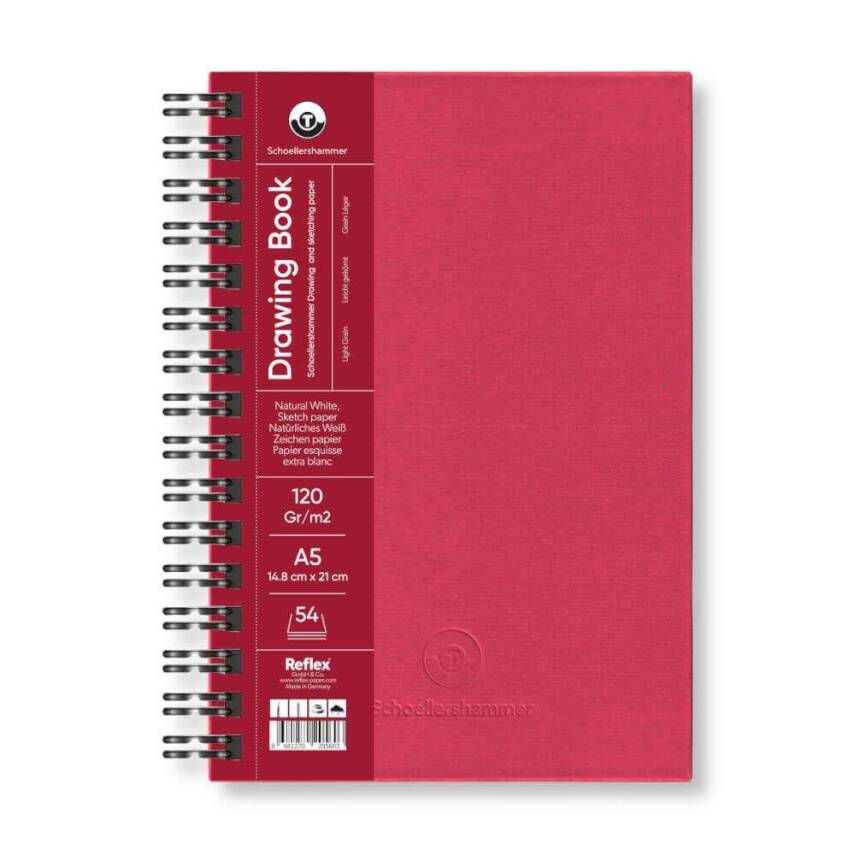 Schoellershammer Drawing Pad Red Hard Cover Drawing Book 120 gr A5 54 Sheets - 1