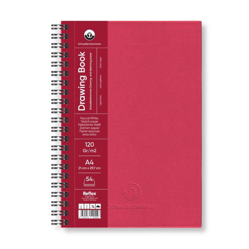 Schoellershammer Drawing Pad Red Hard Cover Drawing Pad 120 gr A4 54 Sheets - 1