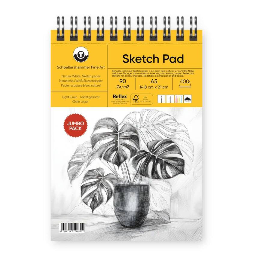 Schoellershammer Jumbo Sketch Pad Sketchbook 90 gr A5 100 Sheets Natural White - 1