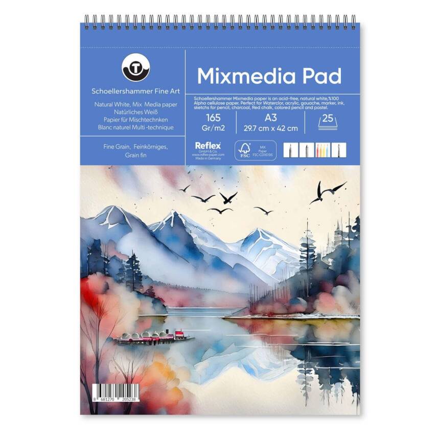 Schoellershammer Mix Media Pad Multi-Purpose Art Block 165 gr A3 25 Sheets - 1