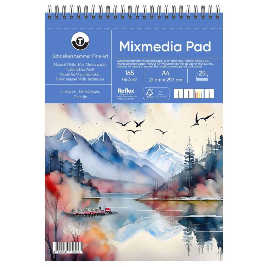 Schoellershammer Mix Media Pad Multi-Purpose Art Block 165gr A4 25 Sheets - 1