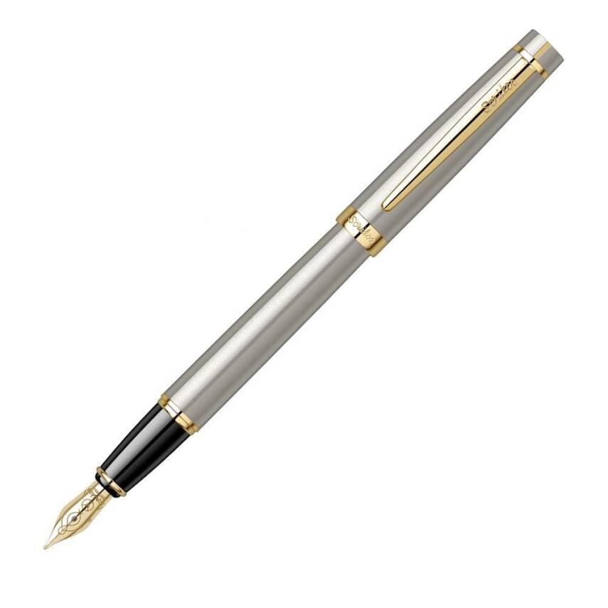 Scrikss 38 Fountain Pen in Satin Gold Luxury Box - 1