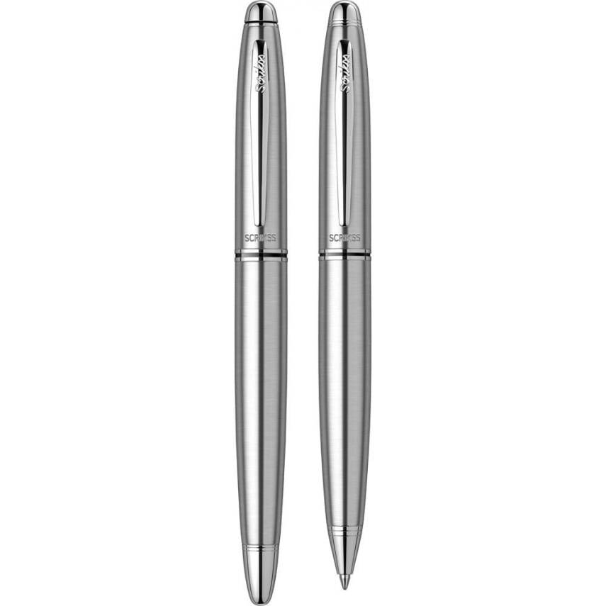 Scrikss 88 Fountain Pen Ballpoint Pen Set Chrome Luxury Box - 1
