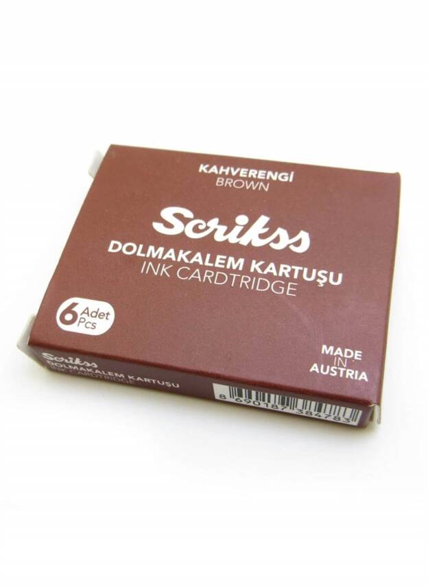 Scrikss Dolma Kalem Mürekkebi 6'Li Kartuş Kahverengi - 1