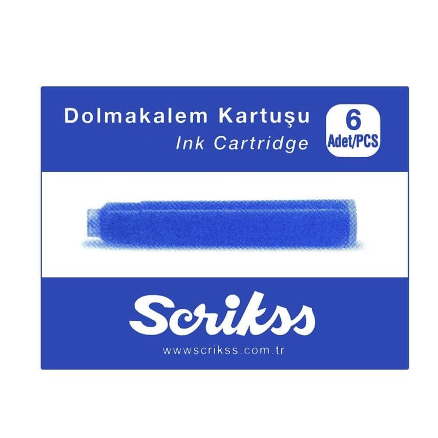 Scrikss Dolma Kalem Mürekkebi 6'Li Kartuş Mavi - 1