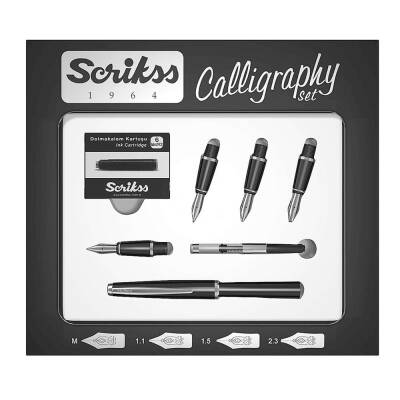 Scrikss Fountain Pen Set Black 0.5 mm - 1 mm - 1.5 mm - 2 mm (Specially Cut Nibs for Calligraphy) - 2