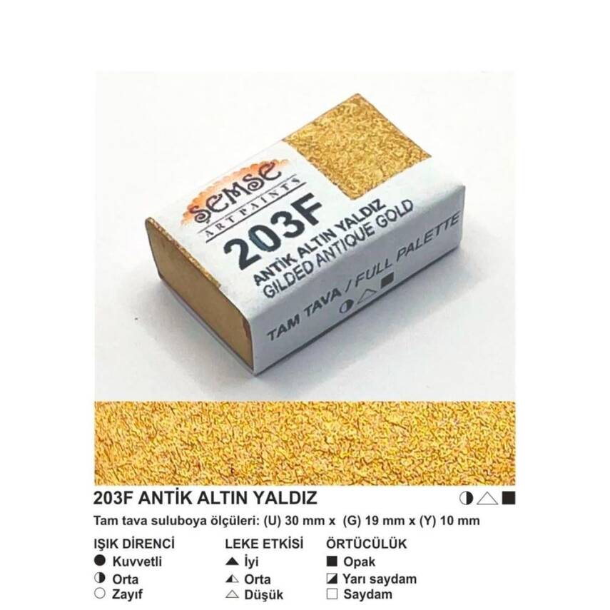 Şemse Art Gilding Watercolor 203 Antique Gold Gilding Full Pan - 1