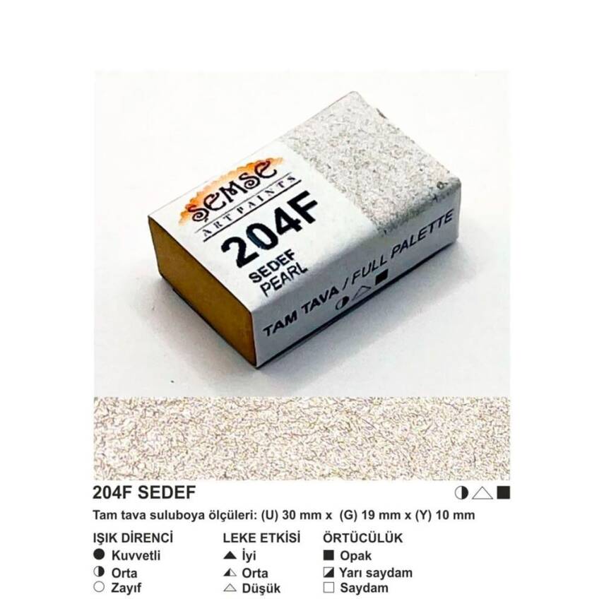 Şemse Art Gilding Watercolor 204 Pearl Full Pan - 1