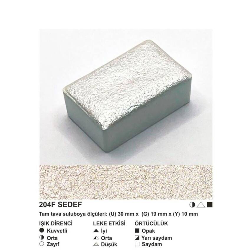 Şemse Art Gilding Watercolor 204 Pearl Full Pan - 2