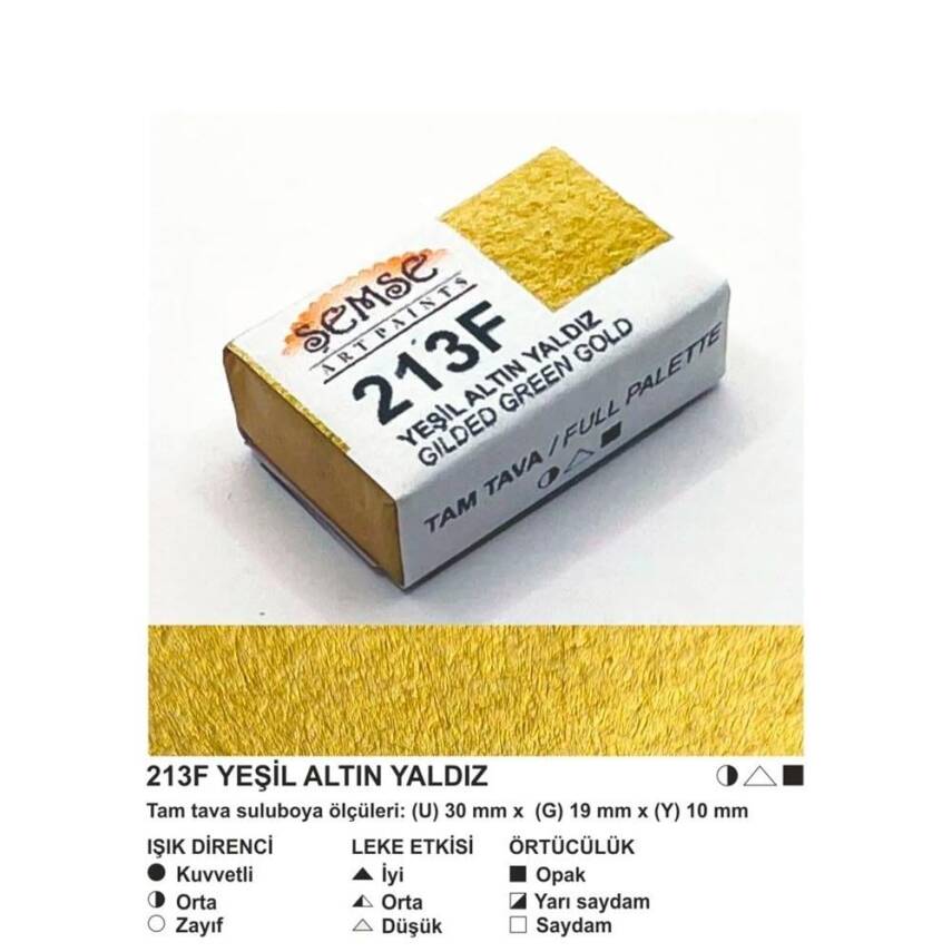 Şemse Art Gilding Watercolor 213 Green Gold Gilding Full Pan - 1