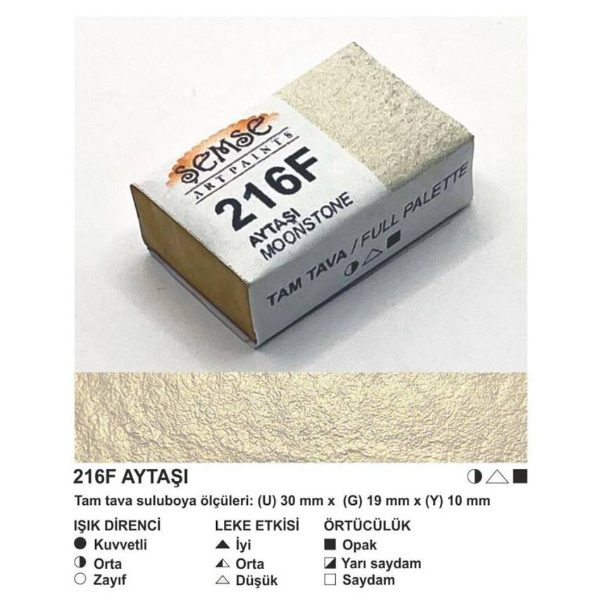 Şemse Art Gilding Watercolor 216 Moonstone Full Pan - 1