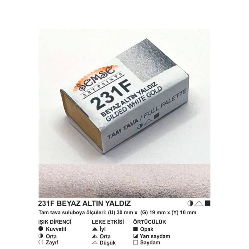 Şemse Art Gilding Watercolor 231 White Gold Gilding Full Pan - 1