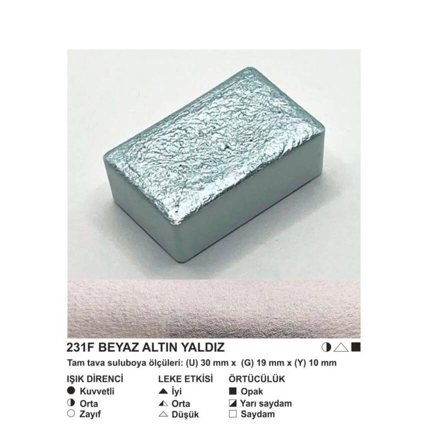 Şemse Art Gilding Watercolor 231 White Gold Gilding Full Pan - 2