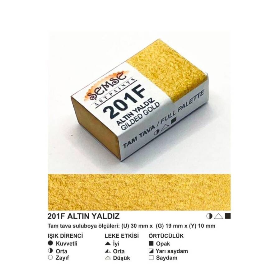 Şemse Art Yaldız Suluboya 201 Altın Yaldız Tam Tablet - 1