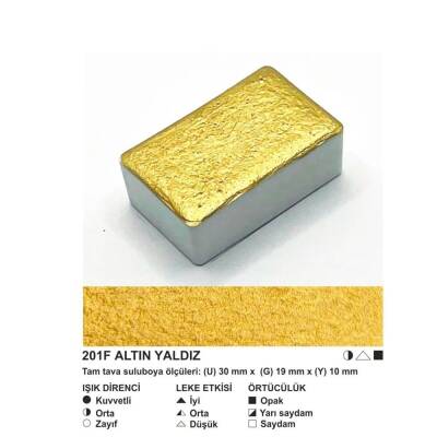 Şemse Art Yaldız Suluboya 201 Altın Yaldız Tam Tablet - 2