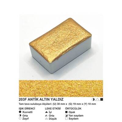 Şemse Art Yaldız Suluboya 203 Antik Altın Yaldız Tam Tablet - 2