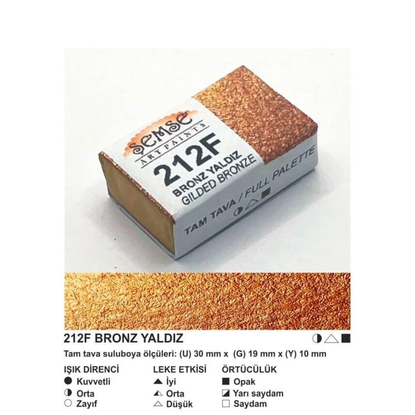 Şemse Art Yaldız Suluboya 212 Bronz Yaldız Tam Tablet - 1