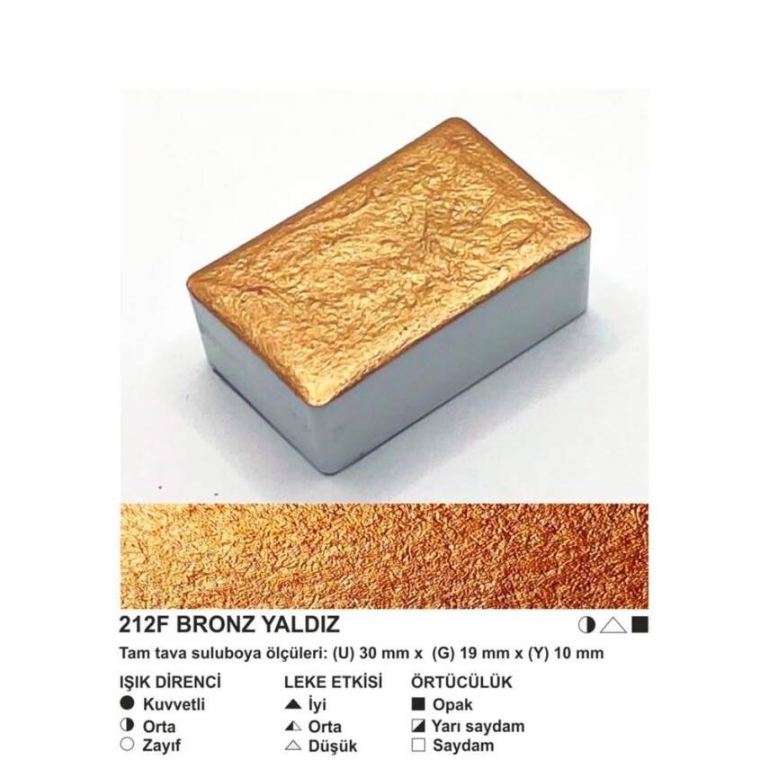 Şemse Art Yaldız Suluboya 212 Bronz Yaldız Tam Tablet - 2