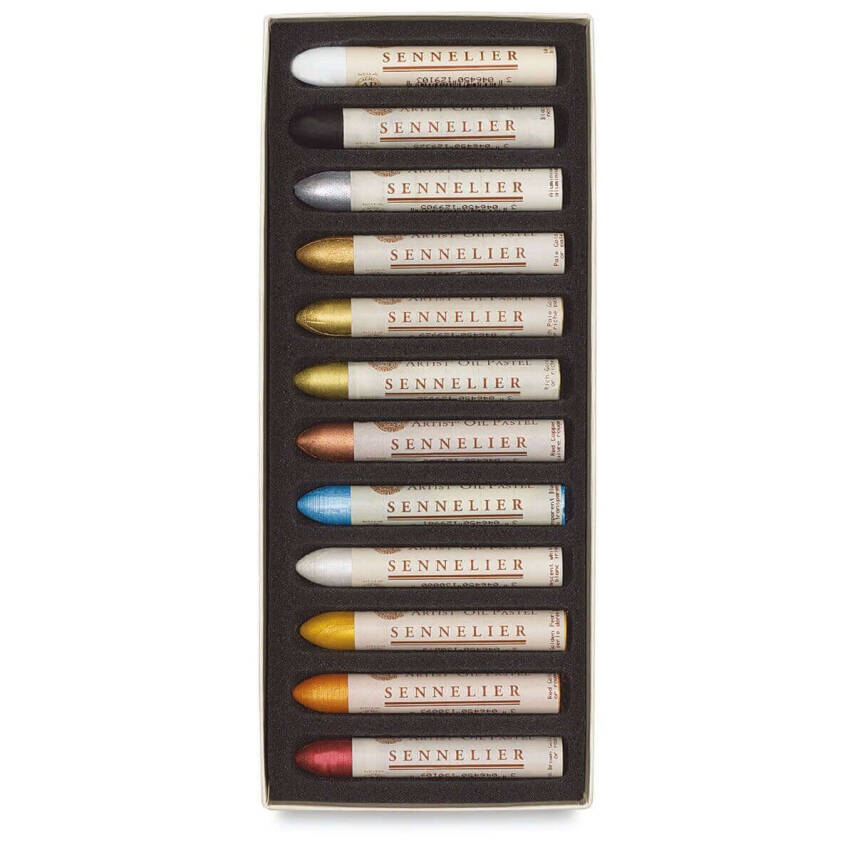 Sennelier Oil Pastel Boya Seti 12'li Tam Boy Iridescent Colors - 2