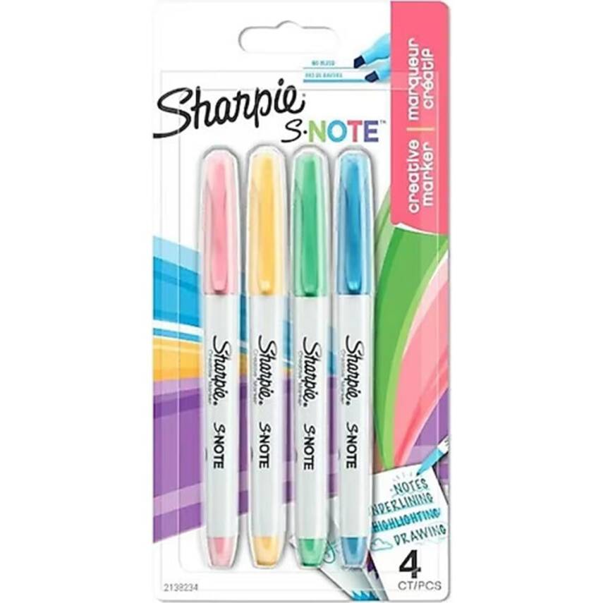 Sharpie Markör S Note Set Kreatif Kesik Uç 4'lü Karışık Renkler - 1