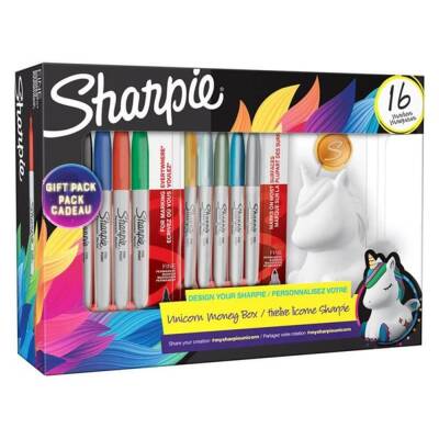 Sharpie Permanent Set Fine 16-Piece Unicorn with Piggy Bank Gift - 4