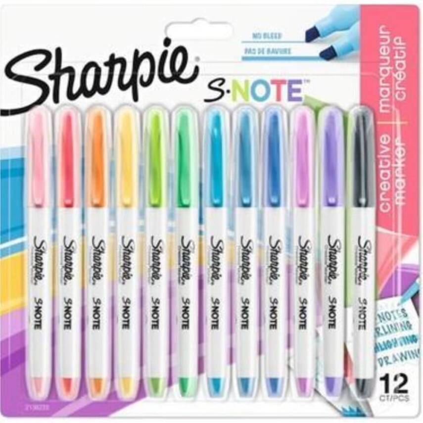 Sharpie S Note Kreatif Kesik Uçlu Markör 12 Renk - 1