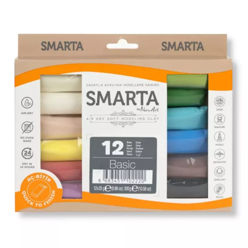 Smarta Kids Havayla Kuruyan Modelleme Hamuru 25gr x 12'li Set - 1