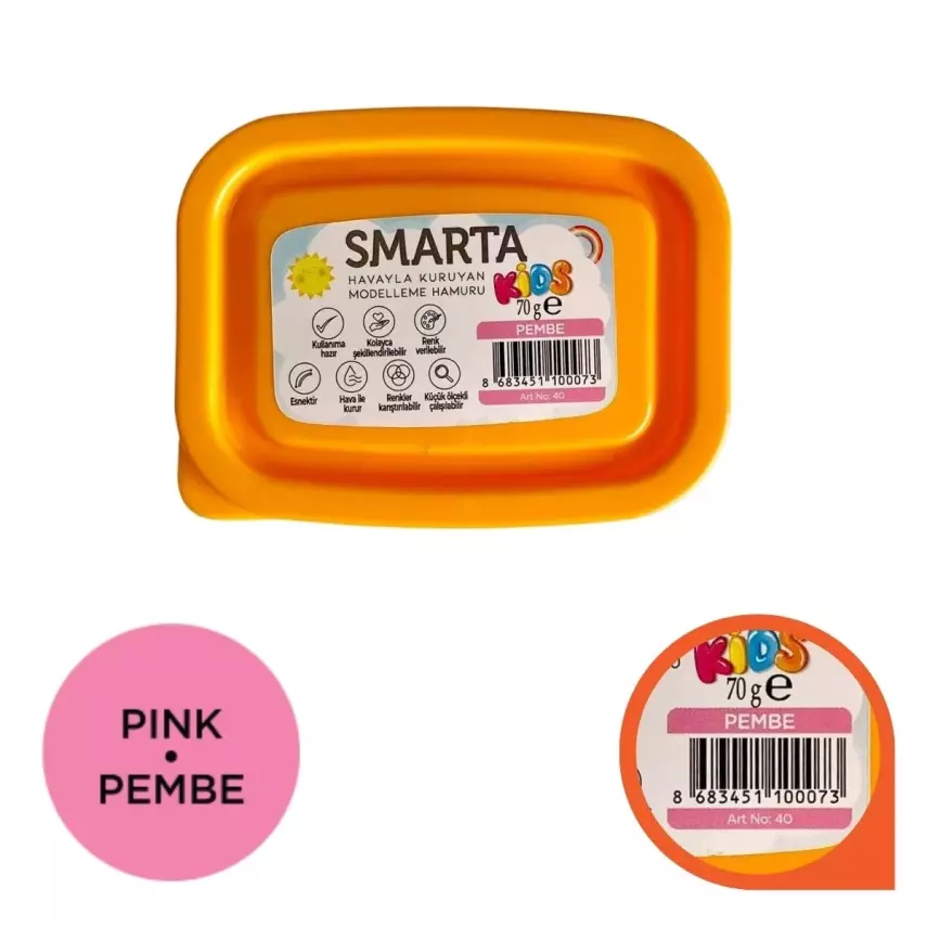 Smarta Kids Havayla Kuruyan Modelleme Hamuru 70gr Pembe 40 - 1