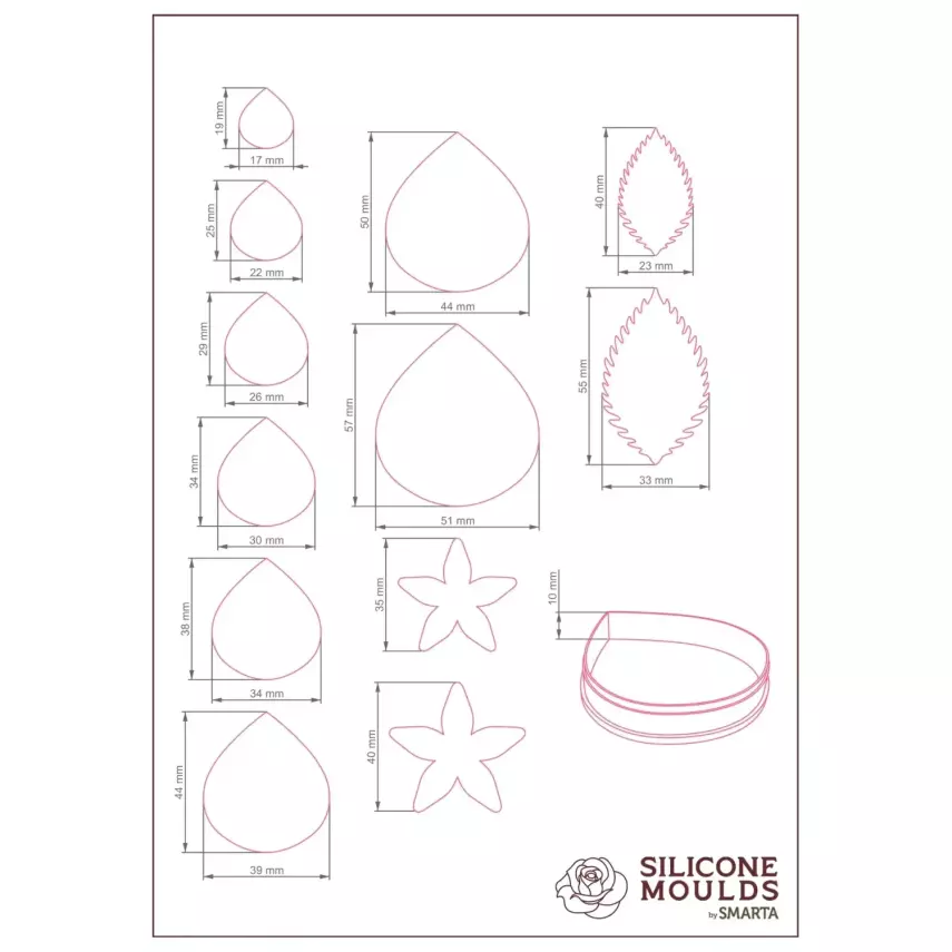 Smarta Silicone Mold Flowers Rose Leaf SK1013023 - 3