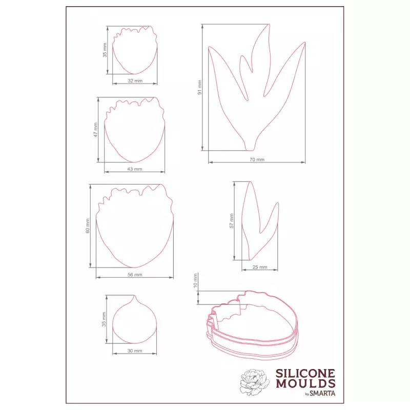 Smarta Silikon Kalıp Çiçekler Şakayık Yaprak SK1013072 - 3