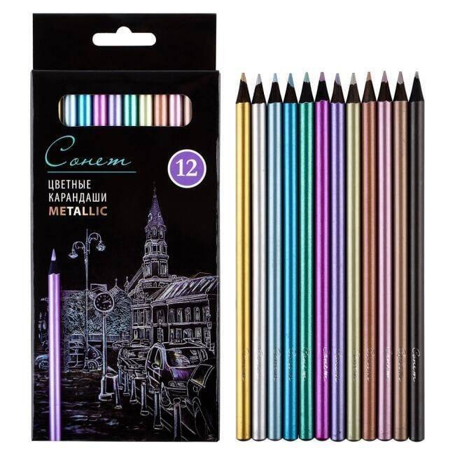 St. Petersburg Sonnet Colored Pencil Set of 12 Metallic Colors - 1