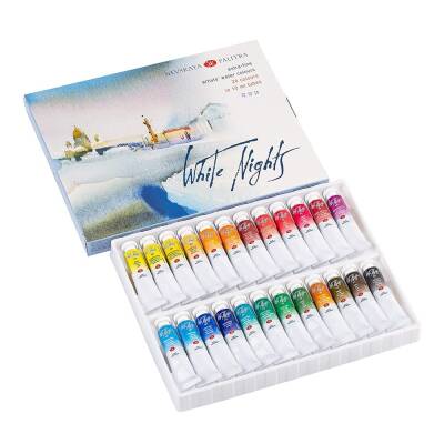 St. Petersburg White Nights Tube Watercolor Set 24 Colors Plastic Box - 4