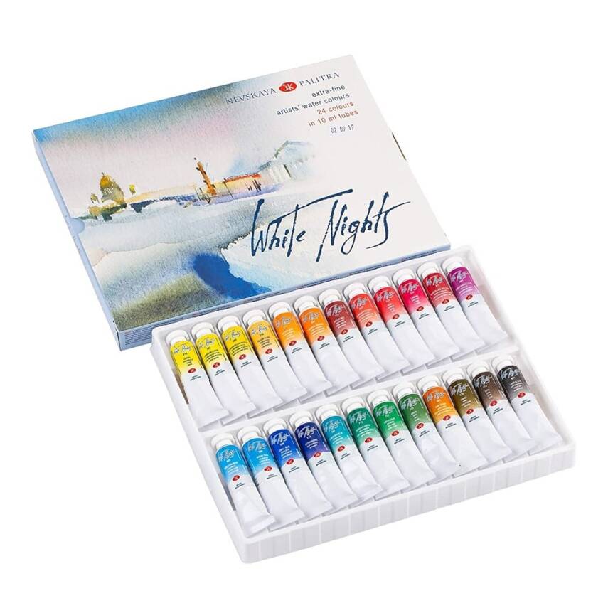 St. Petersburg White Nights Tube Watercolor Set 24 Colors Plastic Box - 4