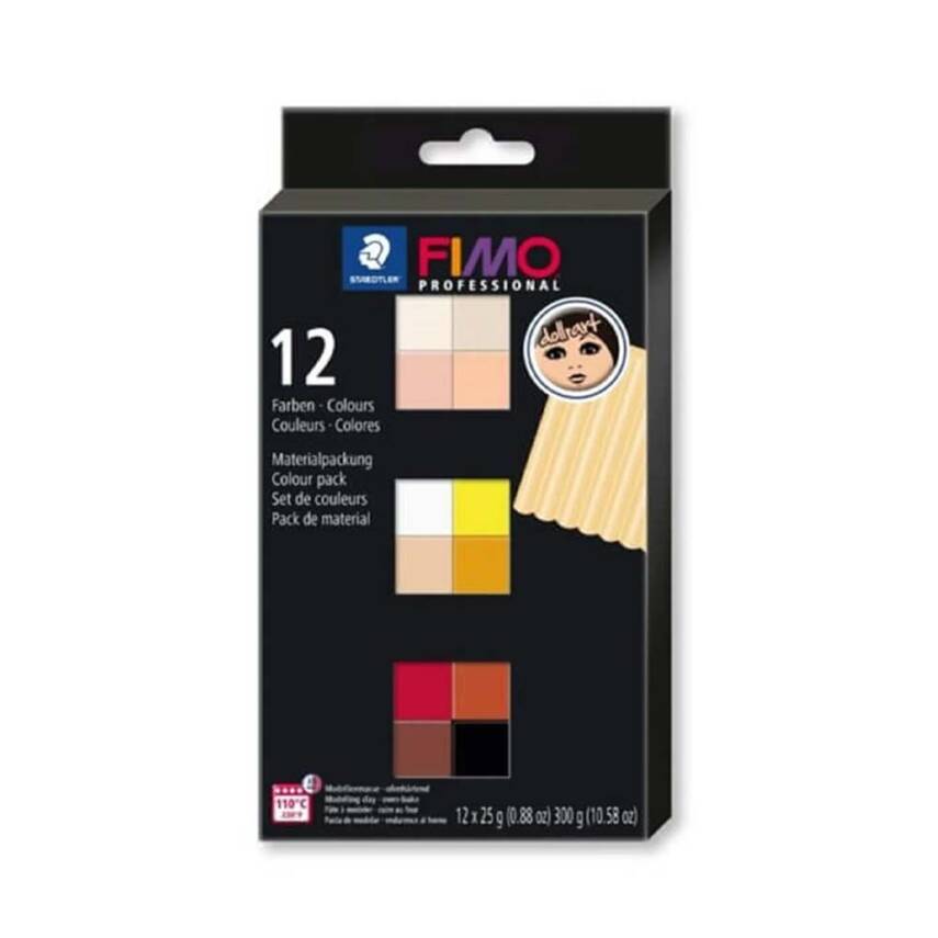 Staedtler Fimo Modeling Clay Set 12 Soft Colors Doll Art C12-1 - 1