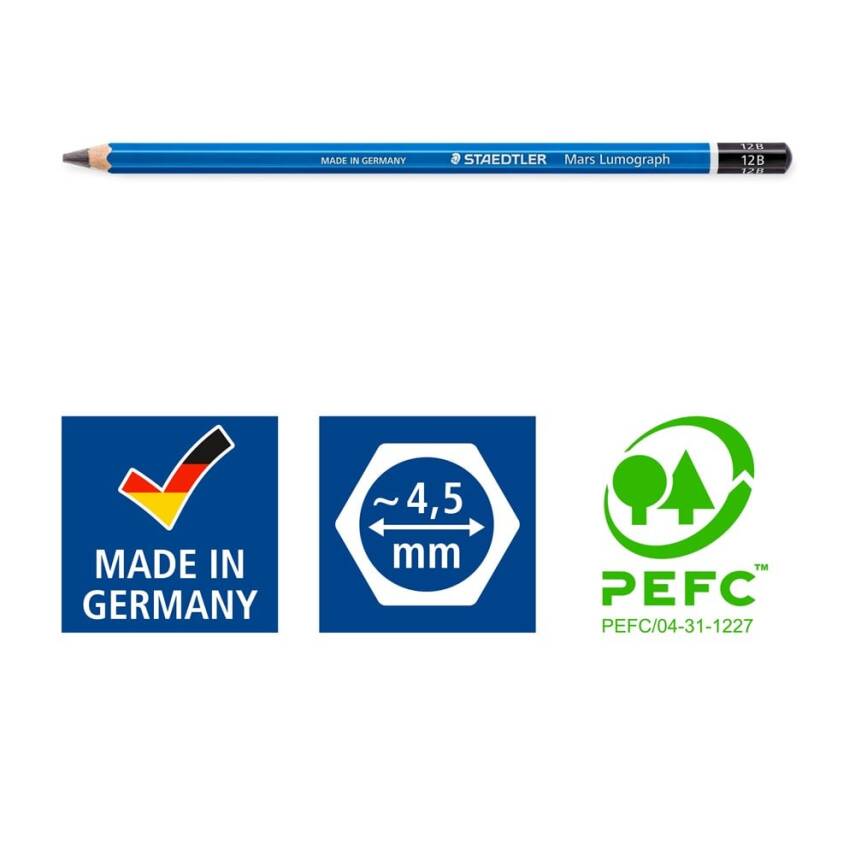 Staedtler Mars Lumograph Graduated Pencil 100-12B - 1