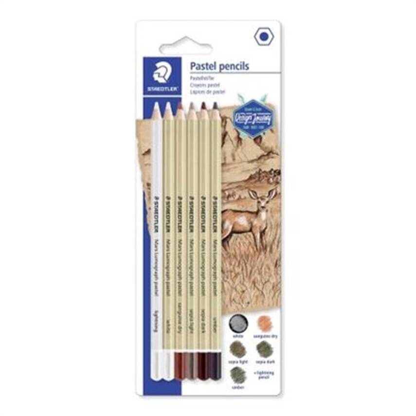 Staedtler Mars Lumograph Pastel Pencil Set of 6 - 1
