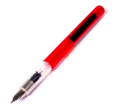 Steel Pen Fountain Pen 0.75 mm Red (Specially Cut Nibs for Calligraphy) - 1