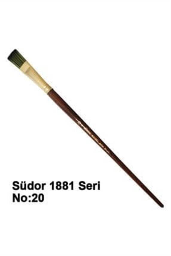 Südor 1881 Seri Sentetik Yeşil Düz Uzun Sap Fırça No:14 - 2