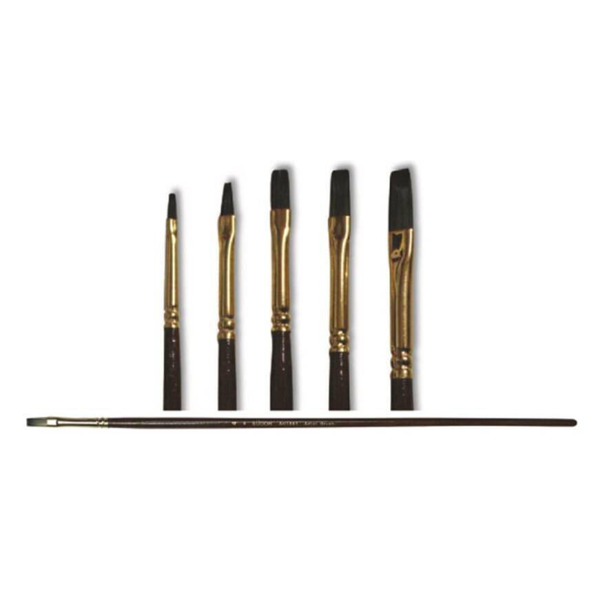 Südor 1881 Series Synthetic Green Flat Long Handle Brush No: 4 - 1