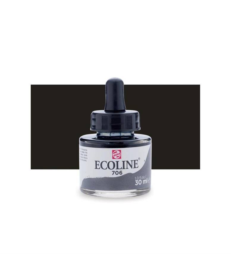 Talens Ecoline Liquid Watercolour 30 ml 706 Deep Grey - 2