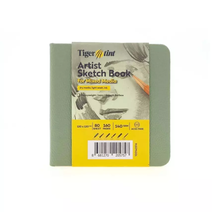 Tigertint Eskiz Defteri Sert Kapak 140gr. 12x12cm 80yp. Mint Yeşili - 1